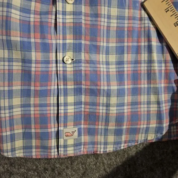 Vineyard Vines Murray Shirt Mens Large Blue Pink Yellow Plaid Button Down Cotton - Picture 4 of 8